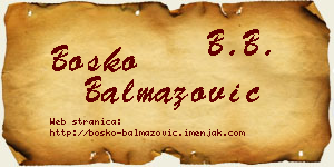 Boško Balmazović vizit kartica